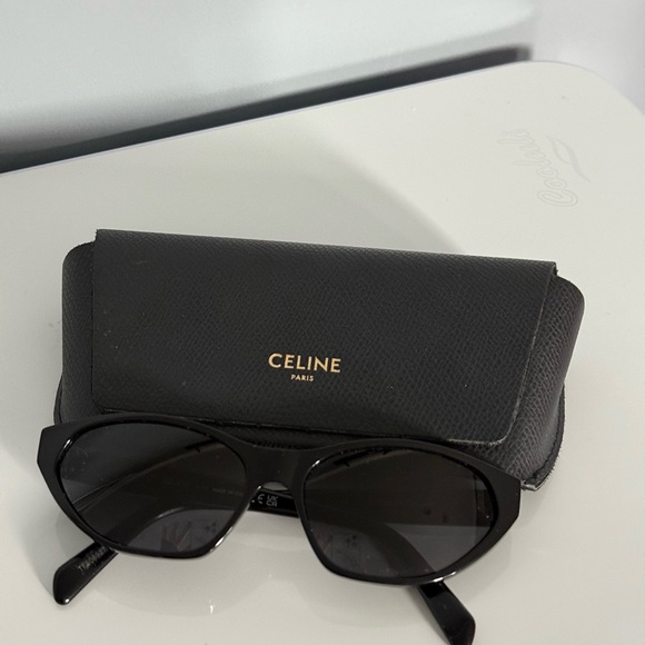 Celine Black Cat-Eye Sunglasses with Glossy Frame - Picture 1 of 4